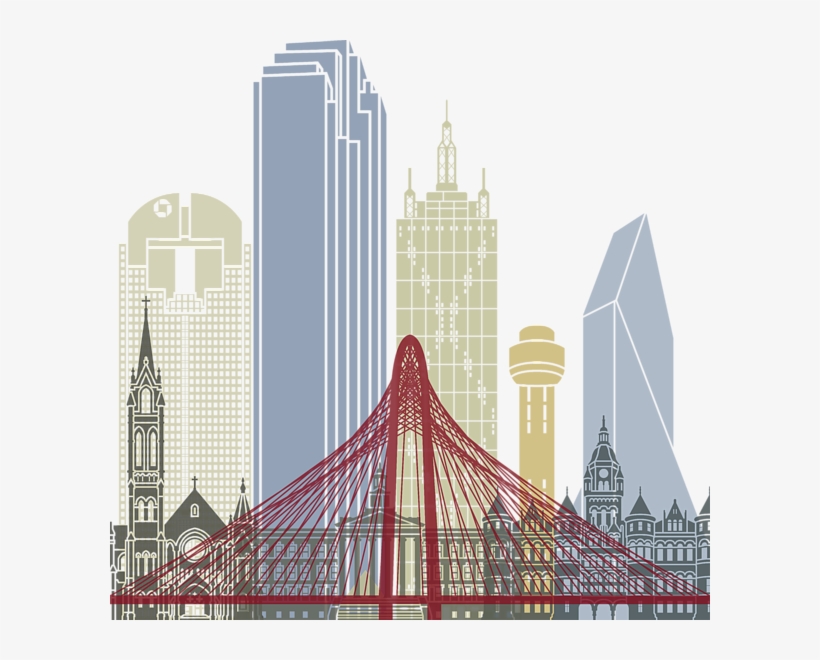 Click And Drag To Re-position The Image, If Desired - Dallas Skyline Poster, transparent png download
