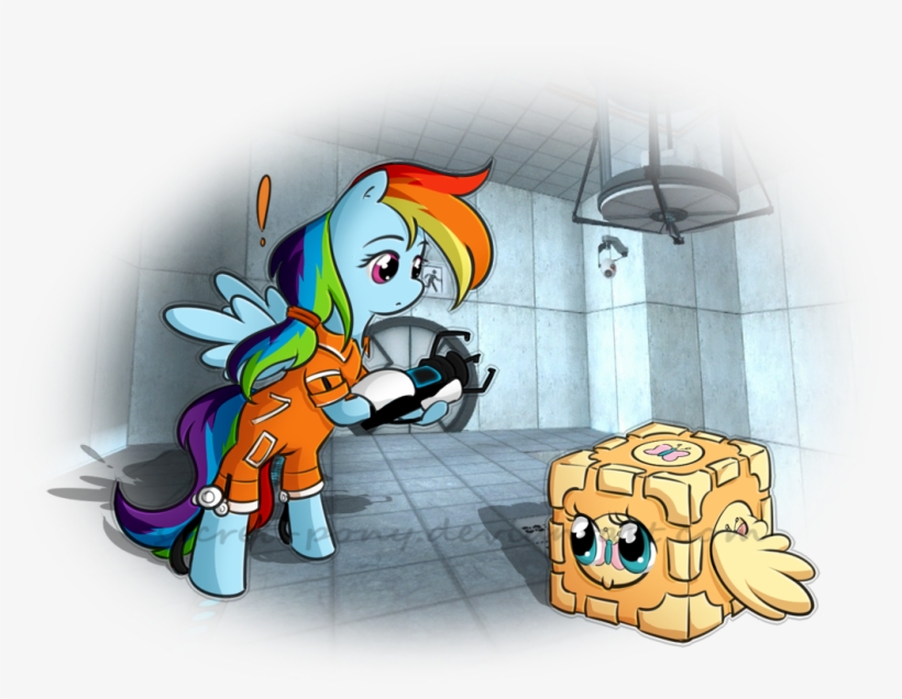 Secret-pony, Chell, Companion Cube, Crossover, Fluttercube, - Cute Portal Companion Cube, transparent png download