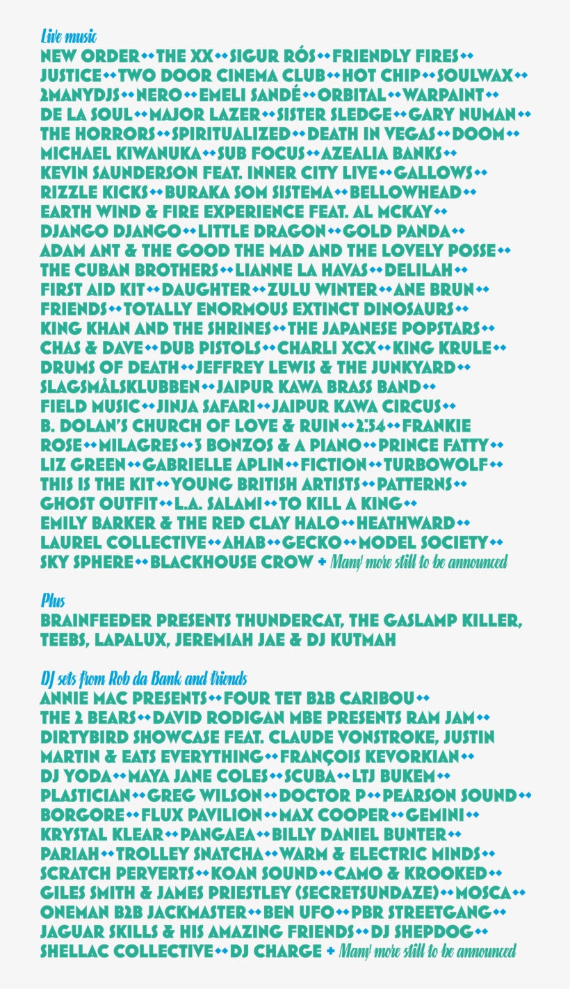 Bestival Line-up Is Ridiculous This Year Four Tet, - Bestival 2012 Lineup, transparent png download