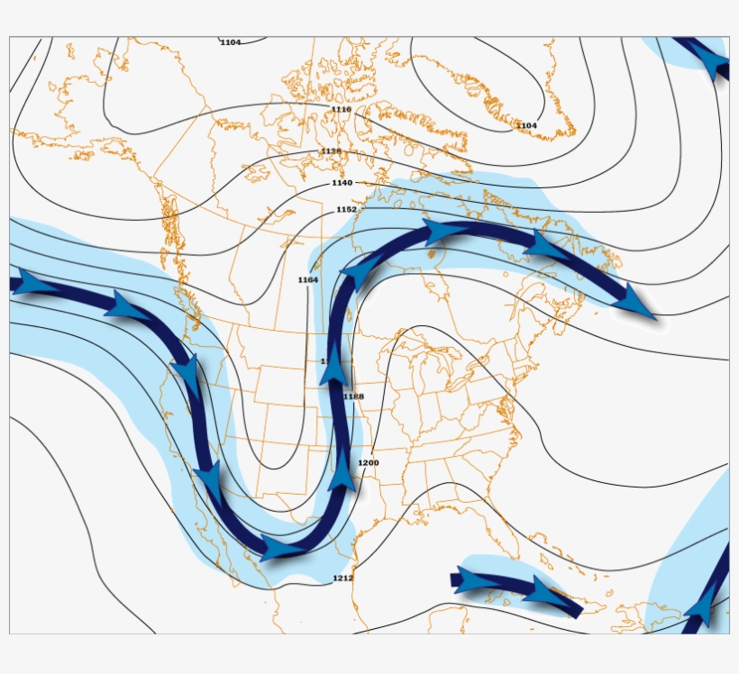 Locations Of The Jet Stream - Jet Stream Chart, transparent png download
