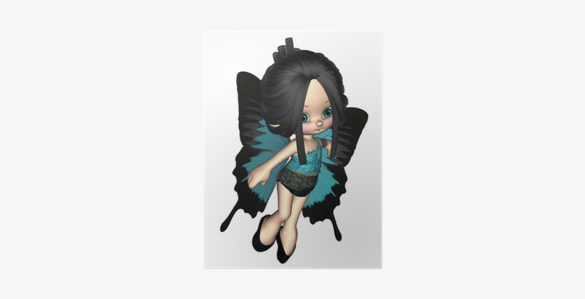 Cute Toon Fairy With Blue Peacock Butterfly Wings - Butterfly, transparent png download