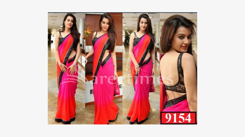 Sanmatha Black Berry - Chiffon Sarees Plain With Border, transparent png download