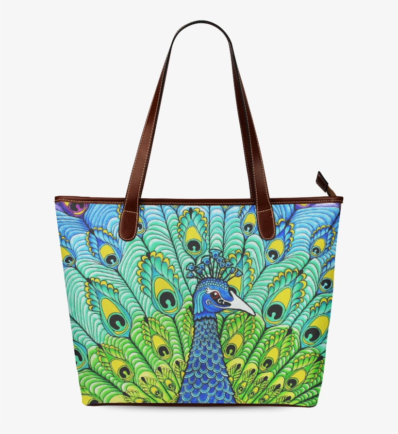 Beautiful Peacock Tail Feather Shoulder Tote Bag - Peacock Art, transparent png download