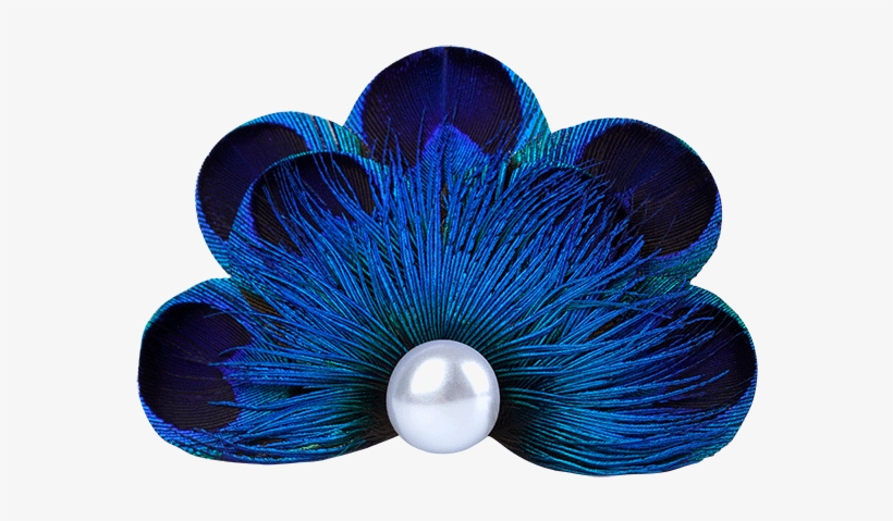 Peacock Feather Pearl Pet Hair Clip - Peacock Feather Hair In Png, transparent png download
