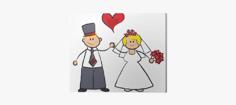 Cartoon Illustration Of A Wedding Couple In Fair Skin - Just Married Cartoon, transparent png download