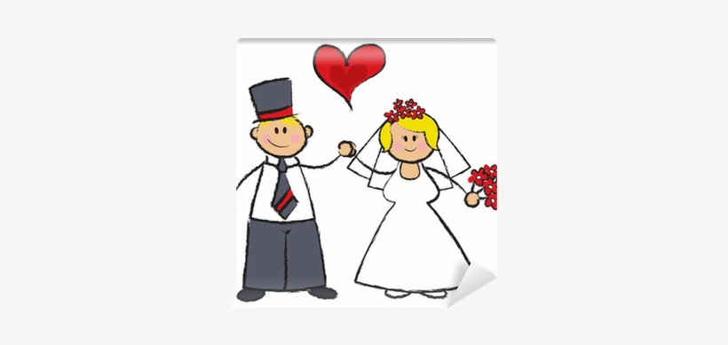Cartoon Illustration Of A Wedding Couple In Fair Skin - Just Married Cartoon, transparent png download