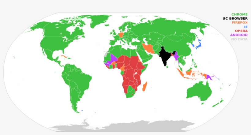 Countries By Most Used Web Browser In July - World Map, transparent png download