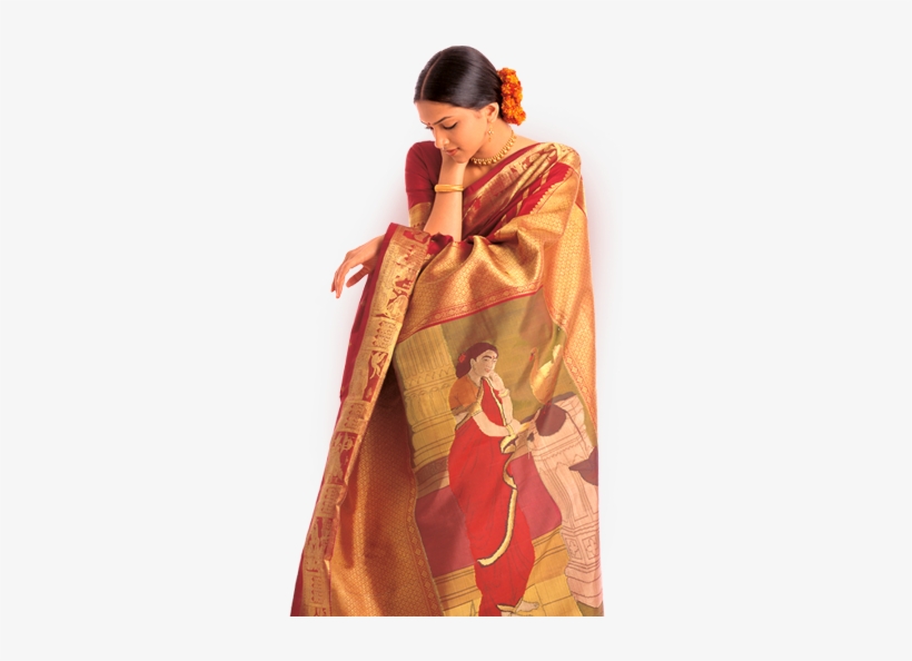Silks Innovation - Raja Ravi Varma Saree, transparent png download