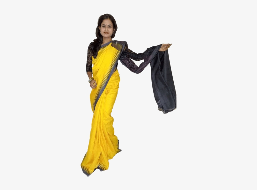 Yellow Tussar Silk Saree - Tussar Silk, transparent png download