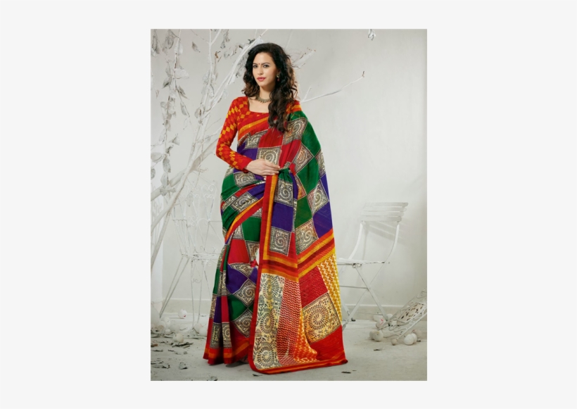 Simplesarees Party Wear Bhagalpuri Silk Printed Saree - Sari, transparent png download