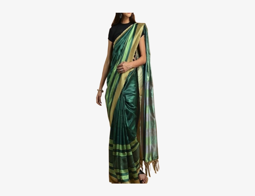 Unique Dark Green Colored Soft Silk Printed Designer - Silk, transparent png download