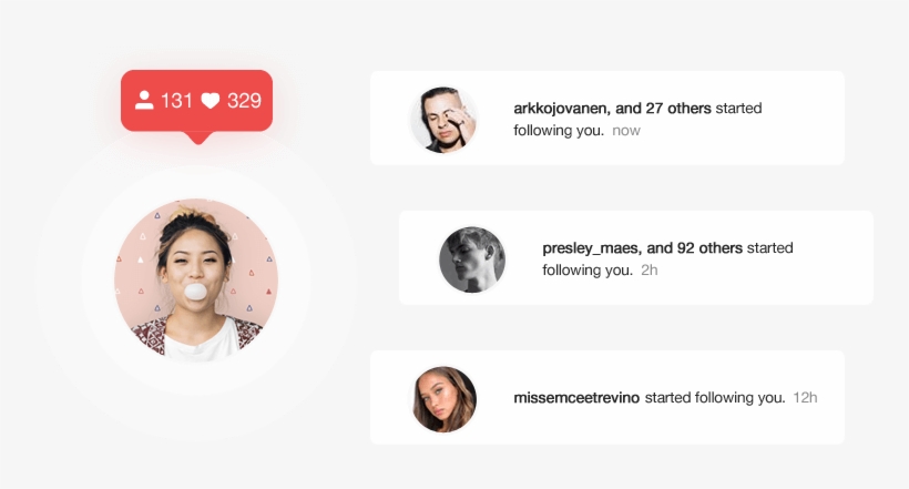 Upleap Notifications Illustrating An Increase In Followers - Instagram, transparent png download