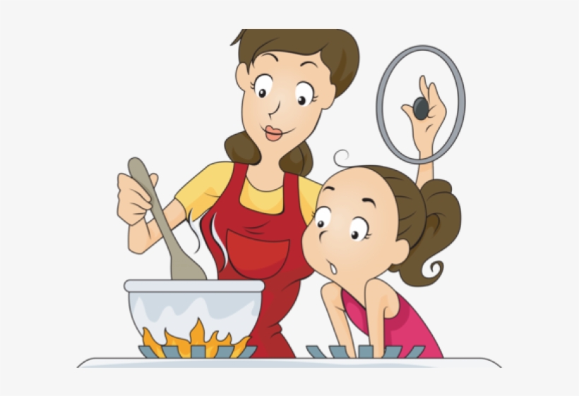 Animated Free On Dumielauxepices Net Covered Food - Cartoon Mom And Girl, transparent png download