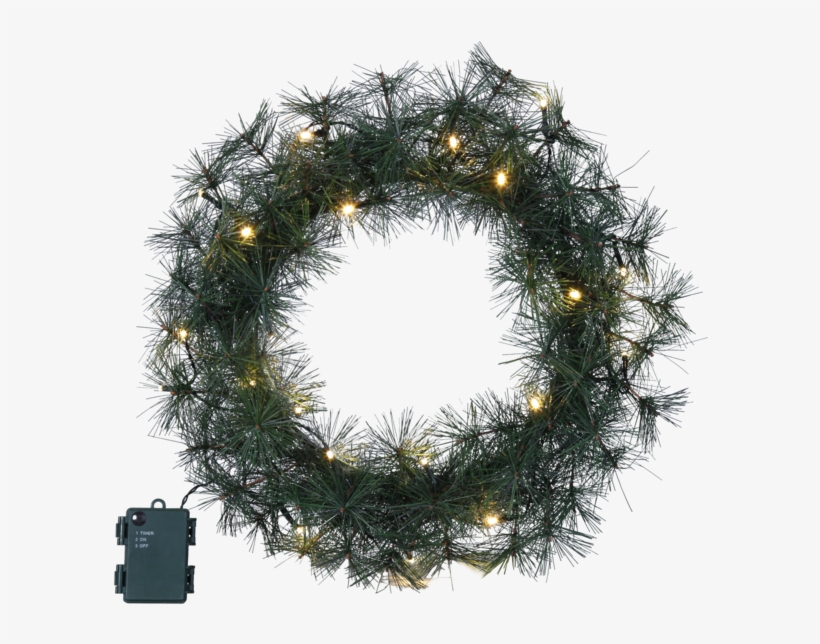 Wreath Furu - Led Tannenkranz Mit Warmweißen Leds, Batteriebetrieben, transparent png download