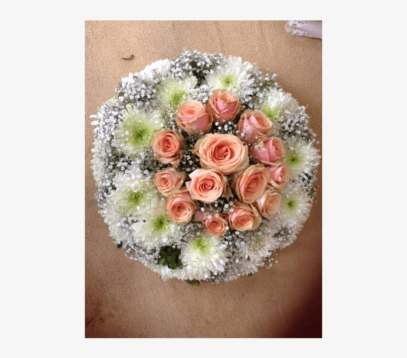 Peach And White Round Wreath - Bouquet, transparent png download