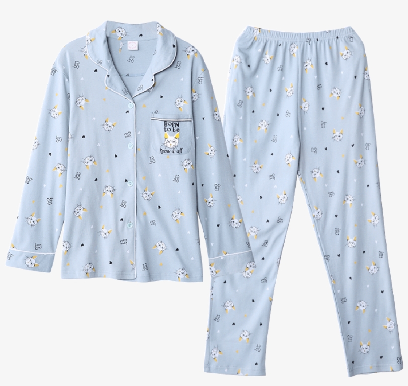 Buy Women's Pajama Set Sweet Cat Cartoon Pattern Turn - Polka Dot, transparent png download