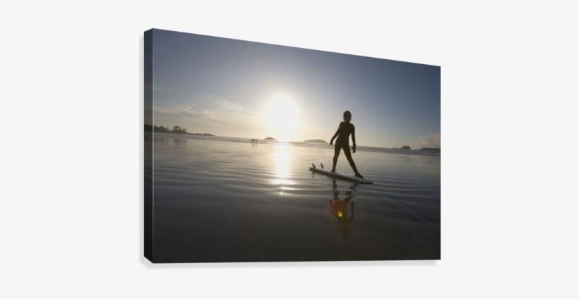 Silhouette Of Female Surfer Doing Yoga Stretches - Posterazzi Silhouette Of Female Surfer Doing Yoga Stretches, transparent png download