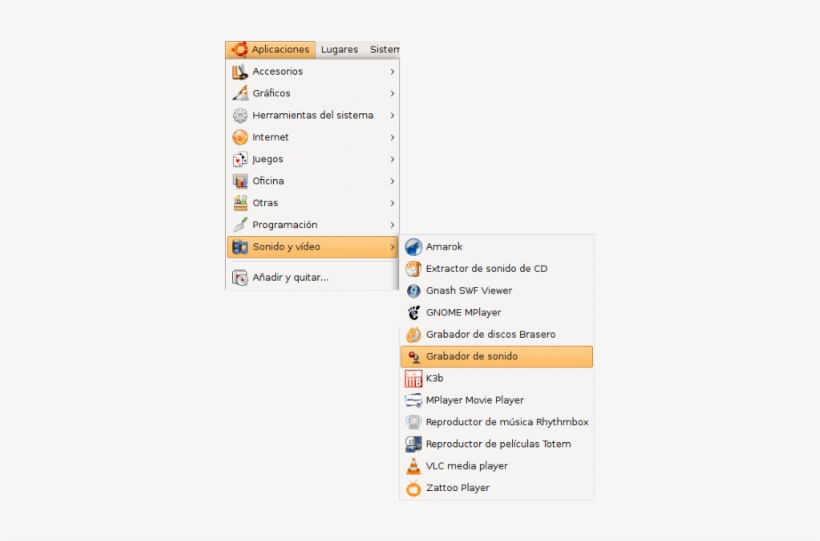 Menu Grabador Sonido - Ubuntu, transparent png download