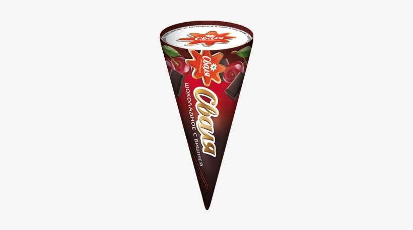 Waffle Cone Creamy Vanilla-chocolate With Cherry Sauce - Chocolate, transparent png download