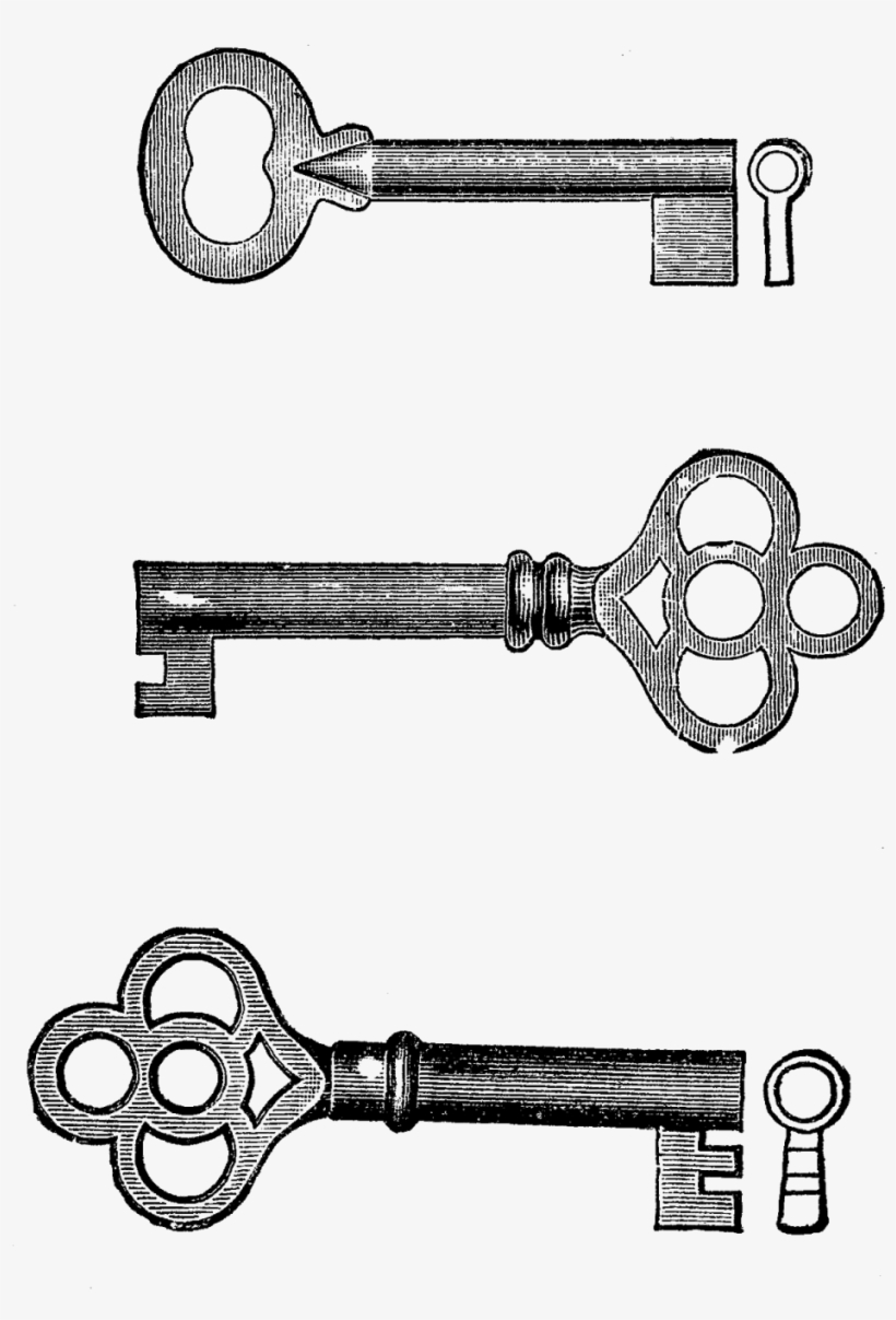 This Is A Digital Collage Sheet Of Three Vintage Key - Drawing, transparent png download