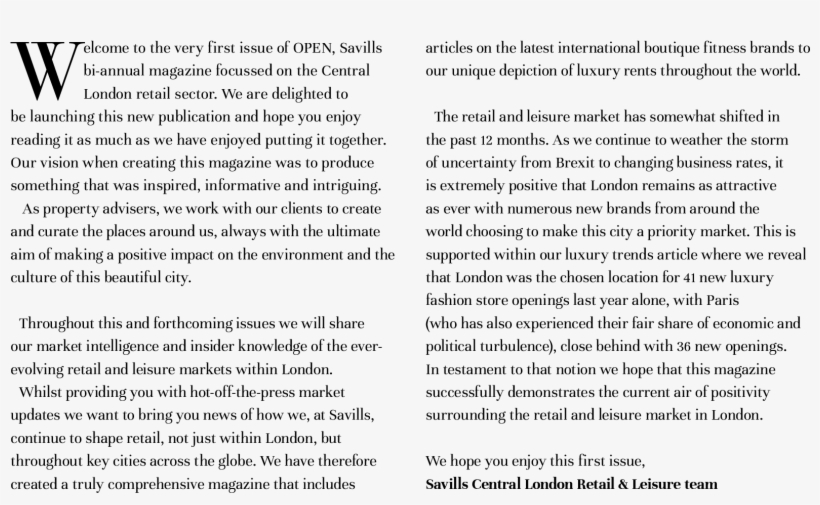 Welcome To The Very First Issue Of Open, Savills Bi-annual - London, transparent png download