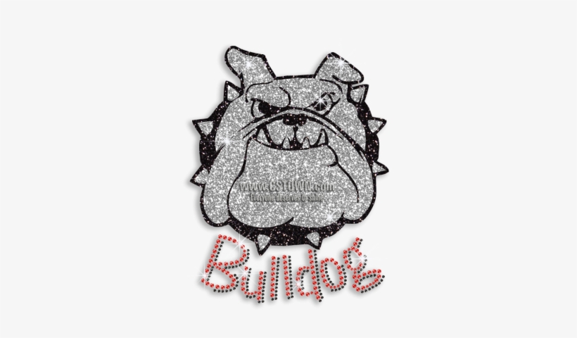 Cool Bulldog Face Glitter Iron On Rhinestone Transfer - Bulldog Cafe, transparent png download