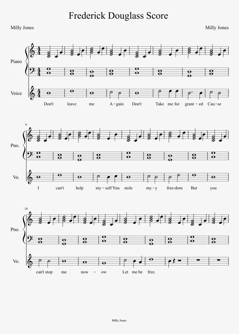 Frederick Douglass Score Sheet Music Composed By Milly - Sheet Music, transparent png download