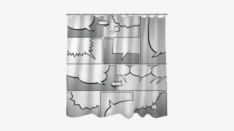 Greyscale Comic Book Page Template Shower Curtain Window