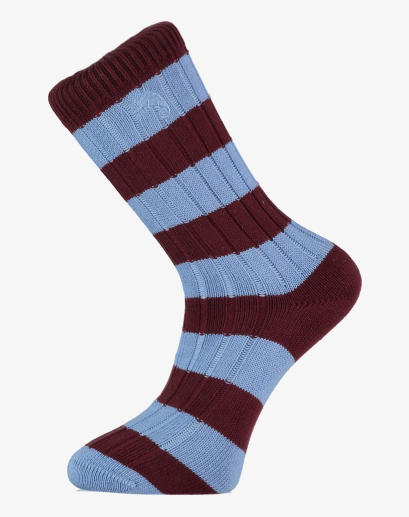 Claret And Blue Stripe Cotton Socks - Sock, transparent png download