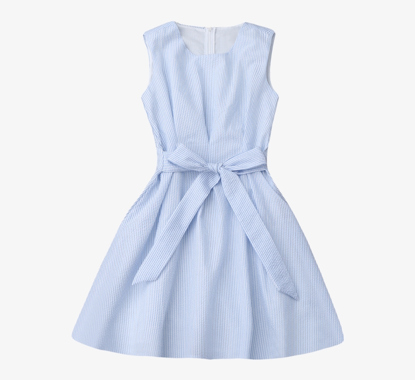 Sleeveless Striped Bowknot Dress Blue Stripe - Dress, transparent png download
