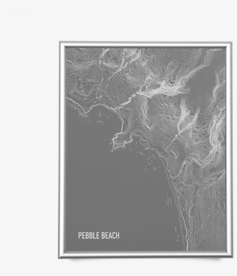 Pebble Beach Topo Gray Giclée Print - Pebble Beach, transparent png download