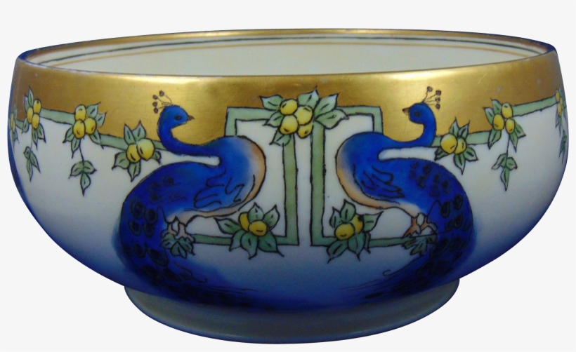Hc Royal Bavaria Arts & Crafts Peacock Motif Centerpiece - Blue And White Porcelain, transparent png download