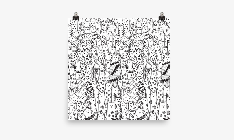 Cat Doodle Poster - Cat Doodles Wall Tapestry - Small: 51" X 60" By Kate, transparent png download