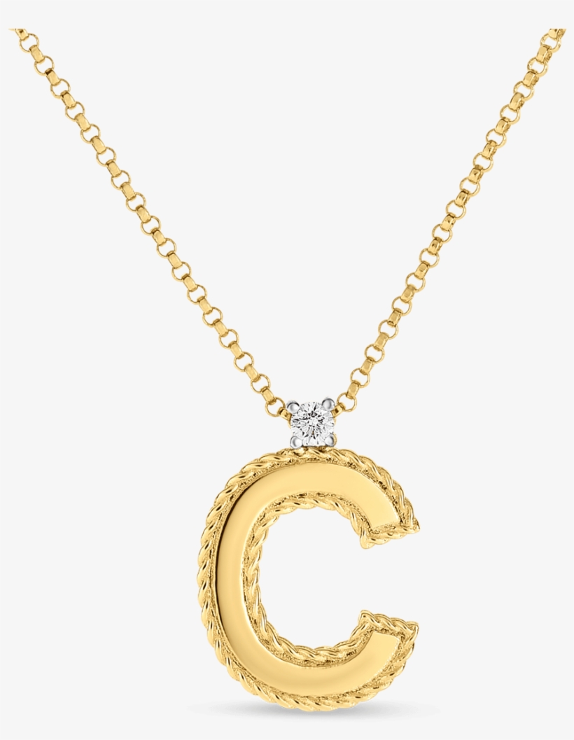 Roberto Coin 18k Yellow Gold Block Letter Pendant - Pearl Pendant Yellow Gold, transparent png download