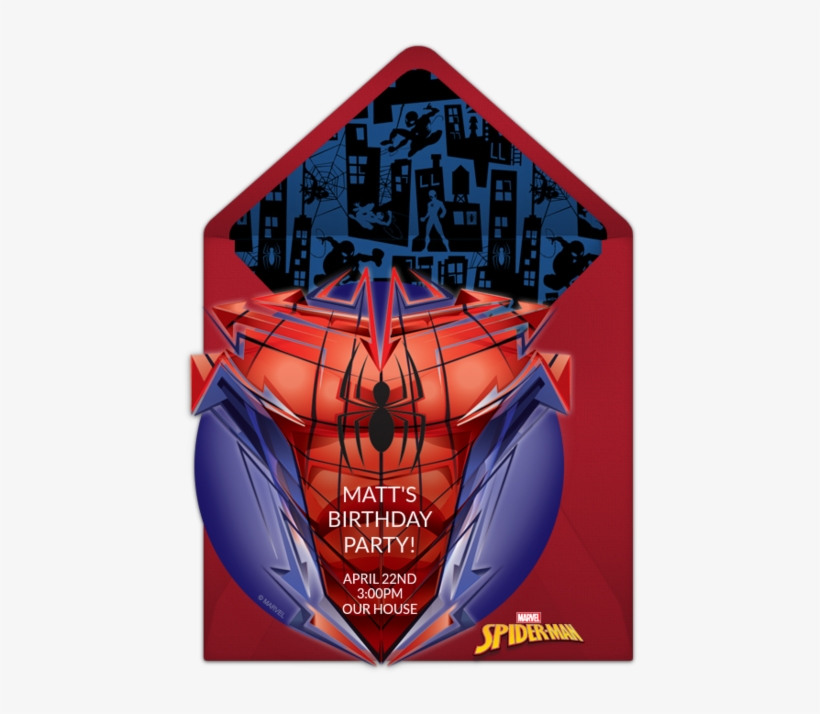 Spider-man Costume Online Invitation - Marvel Spiderman Luggage Set - 3pc,, transparent png download