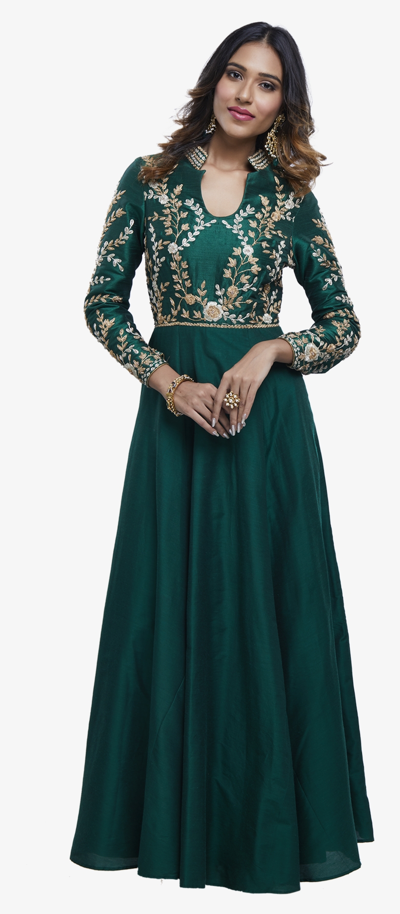Bottle Green Dori Work Anarkali Gown By Stylease Exclusive - Gown, transparent png download
