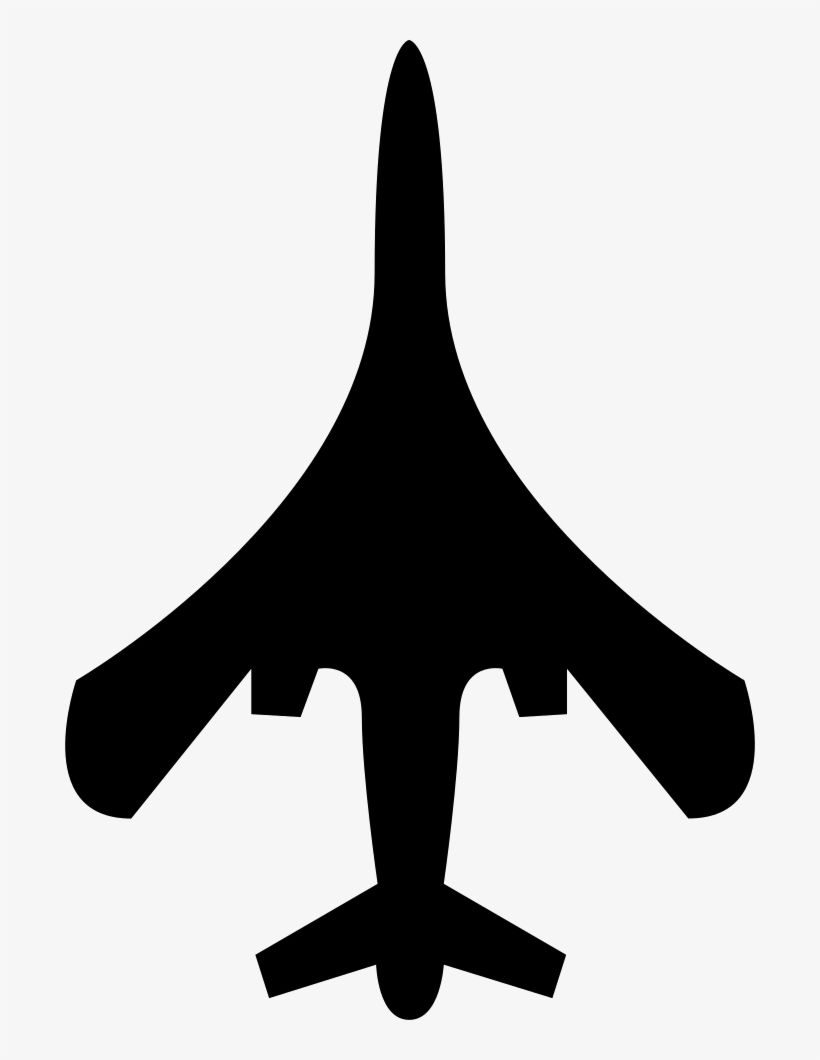 Airplane Top Or Bottom View Of Black Silhouette Shape - Plane Icon Png, transparent png download