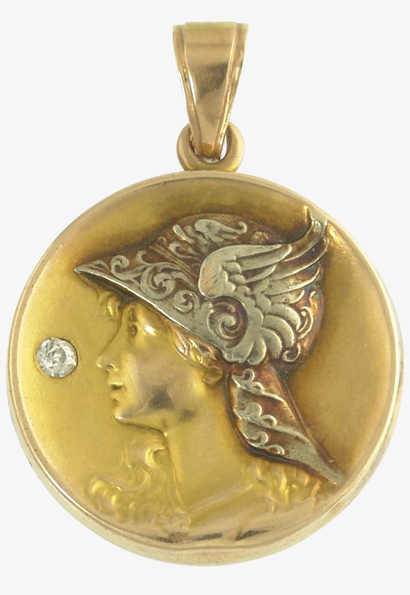 Spirited Diamond Art Nouveau Locket Of Mercury In Bi-color - Locket, transparent png download