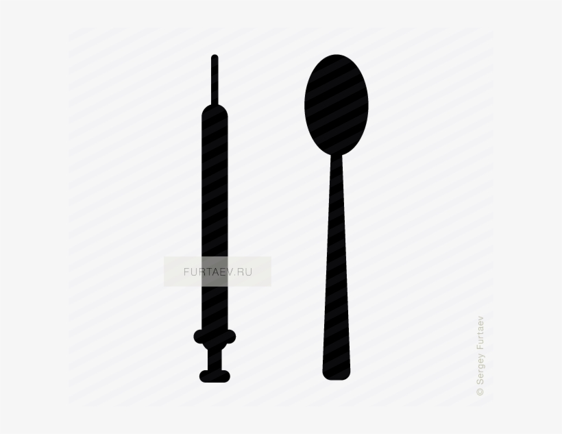Vector Icon Of Syringe And Spoon - Stock Illustration, transparent png download