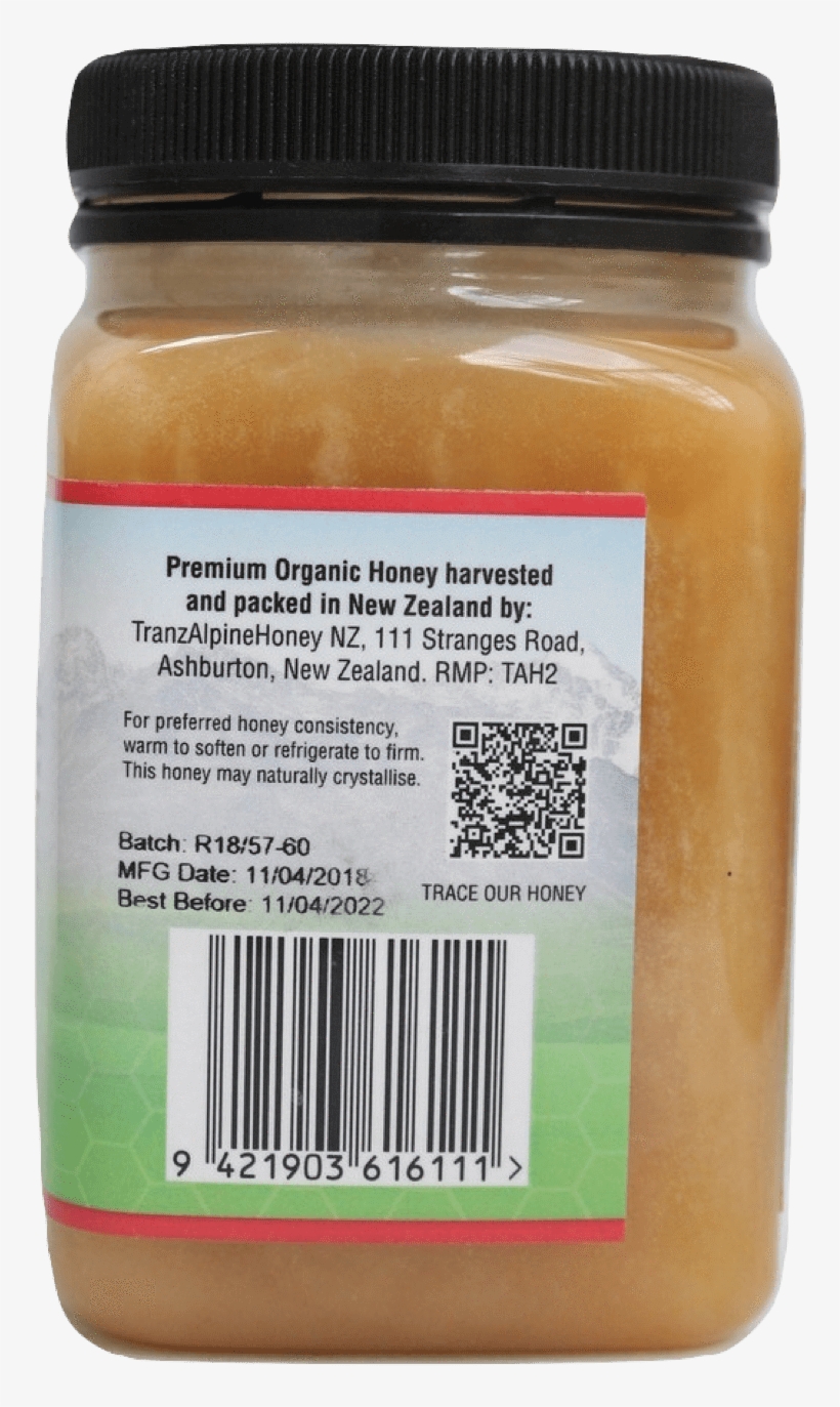 Tranzalpine 100% Organic Rata Honey, 500gm - Honey, transparent png download