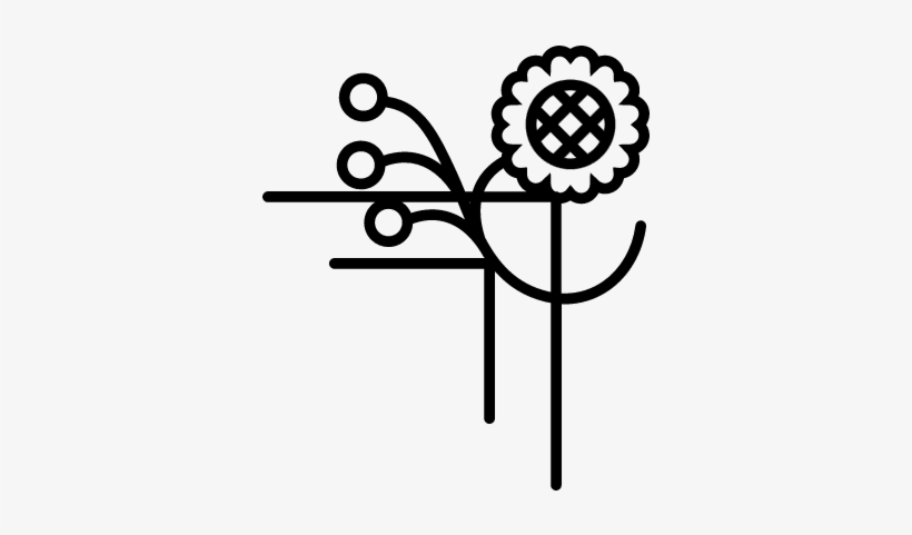 Floral Design Of One Flower Lines And Small Circles - Lineas De Flores Icono, transparent png download