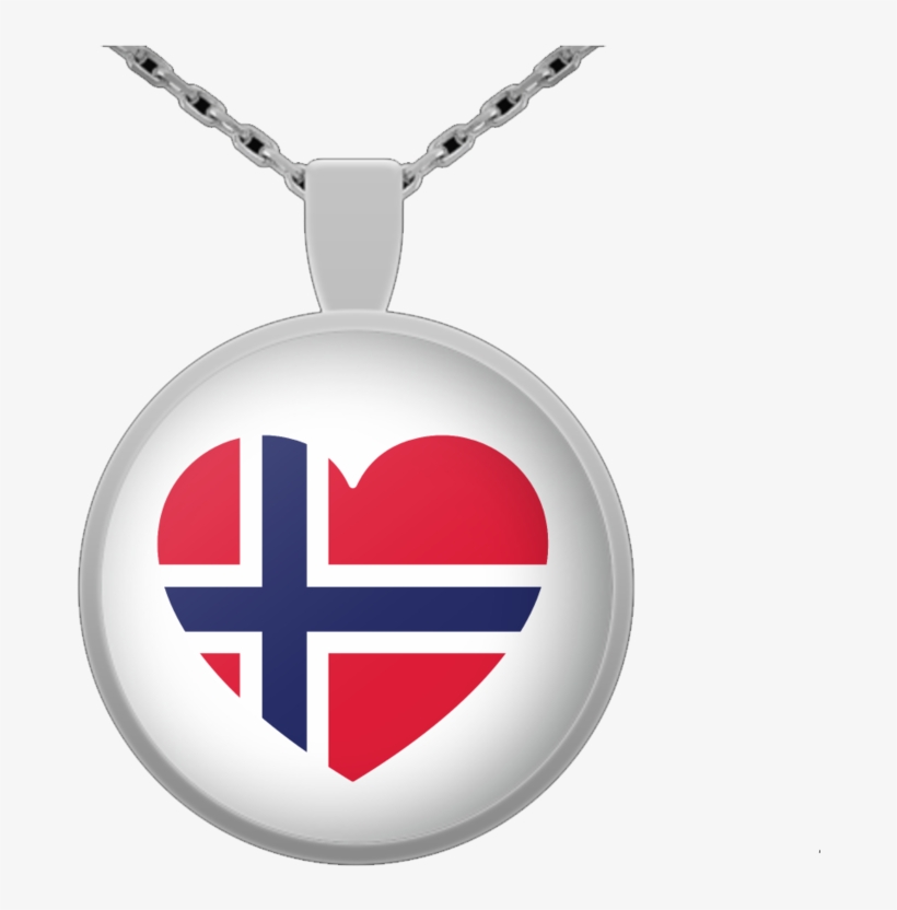 Norway Flag Heart Round Pendant Necklace - Inukshuk Necklace, Inukshuk Jewelry, Inukshuk Gift,, transparent png download