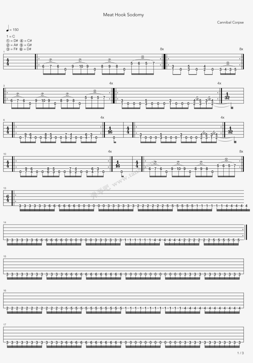 Meat Hook Sodomy 电吉他 第1张图 - Lady In My Life Sheet Music, transparent png download