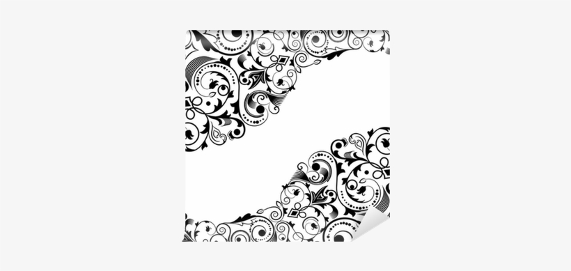 Black And White Floral Corner Ornament Wall Mural • - Illustration, transparent png download