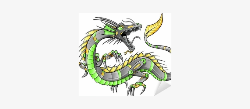 Robot Cyborg Dragon Vector Illustration Art Sticker - Vector Graphics, transparent png download