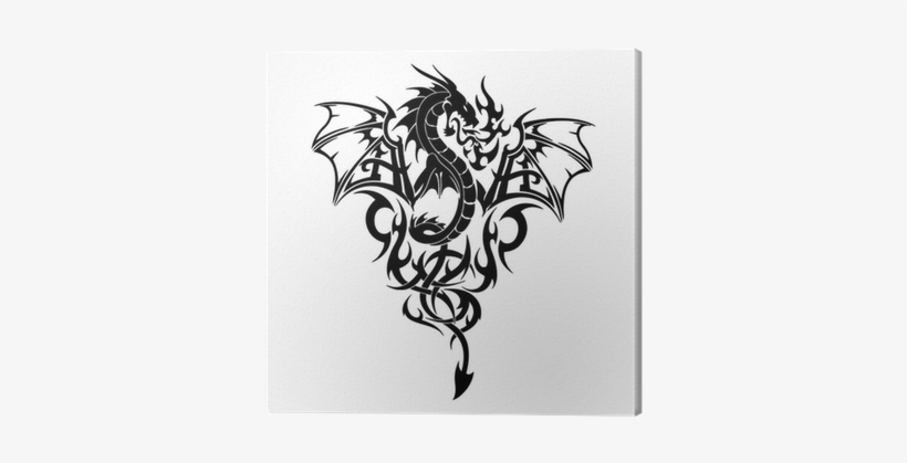 Tattoo Flying Black Dragon Vector Canvas Print • Pixers® - Dragon Tattoo, transparent png download