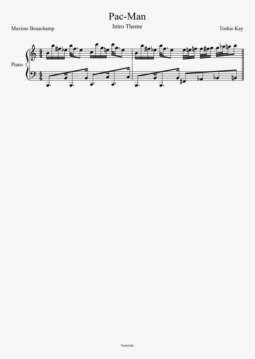 Pac Man Intro Theme Musescore - Pacman Partitura, transparent png download