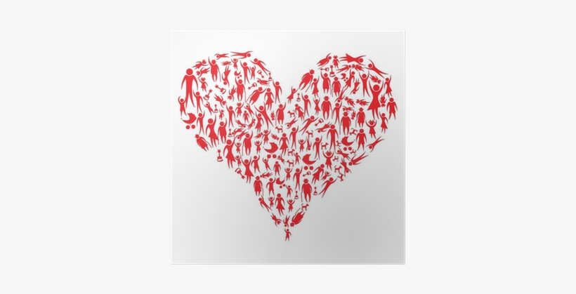 Group Of Red People And Pets Forming A Big Heart Poster - Vector Graphics, transparent png download