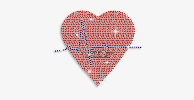 Pretty Ruby Heart Ecg Iron-on Rhinestone Transfer - Heart, transparent png download