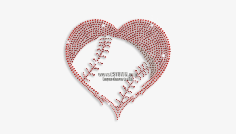 Ruby Softball Fan Heart Iron-on Rhinestone Transfer - Softball, transparent png download
